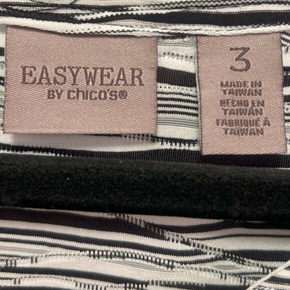 EASY WEAR by Chico''s Size 3 Black and White V-Neck Pullover - Picture 3 of 3